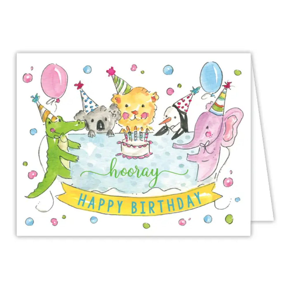 RosanneBeck Collections Hooray Happy Birthday Party Animals Greeting Card