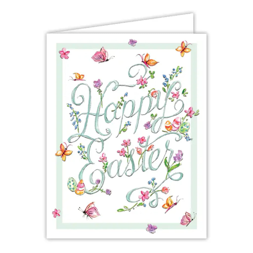 RosanneBeck Collections Happy Easter Spring Flowers and Eggs Greeting Card