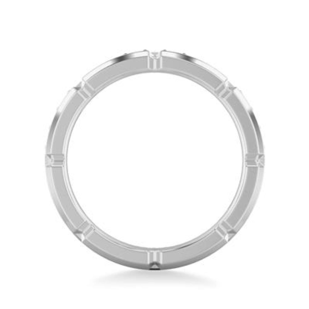 Men's 8mm Tungsten Wedding Band with White Sapphires