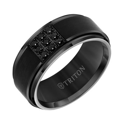 Men's 9mm Flat Bevel Step Edge with Black Sapphires