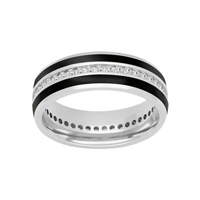 Men's 7mm Elevated Ceramic & Gold Diamond Wedding Band