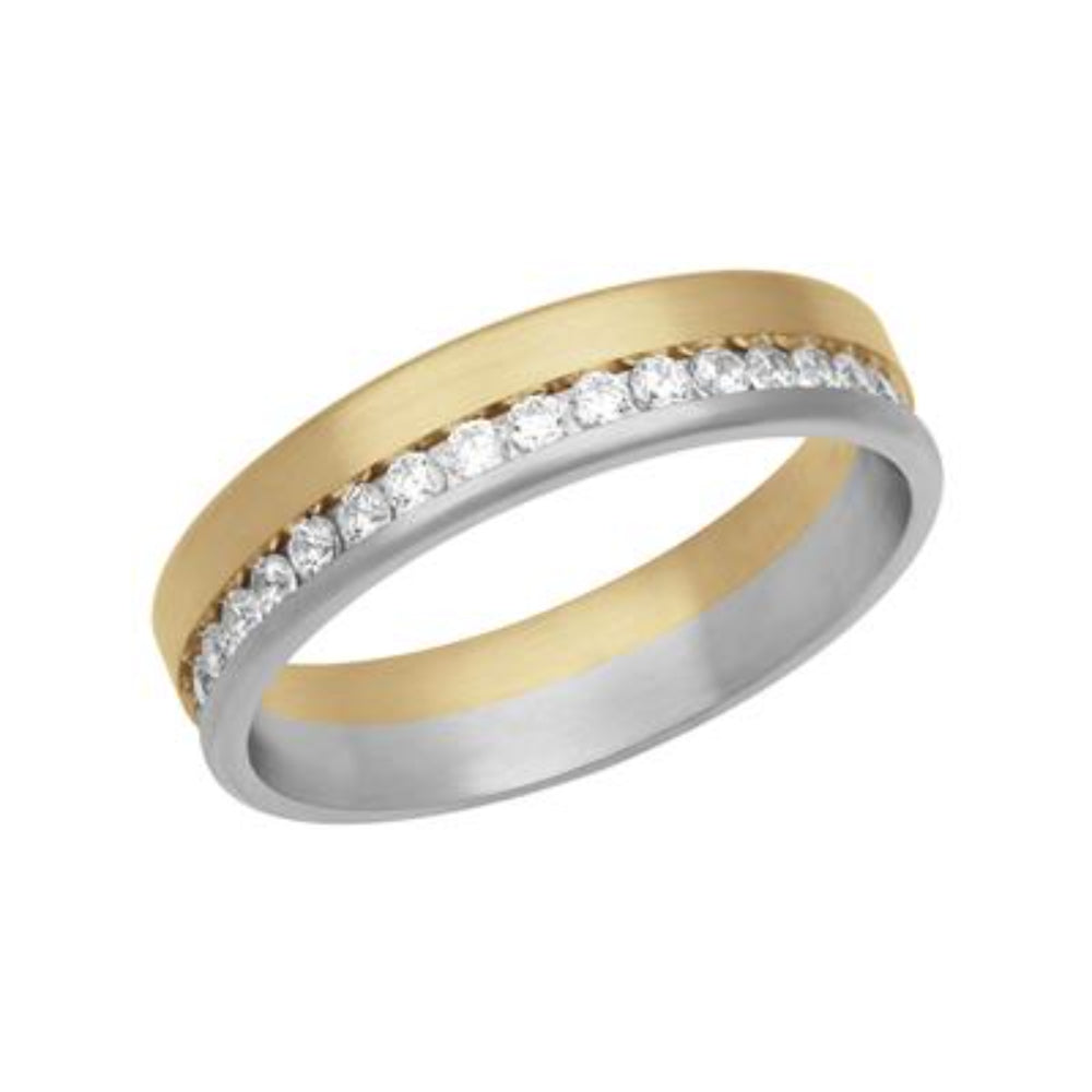 Men's 5mm Platinum and 18k Gold Diamond Eternity Fusion Wedding Band