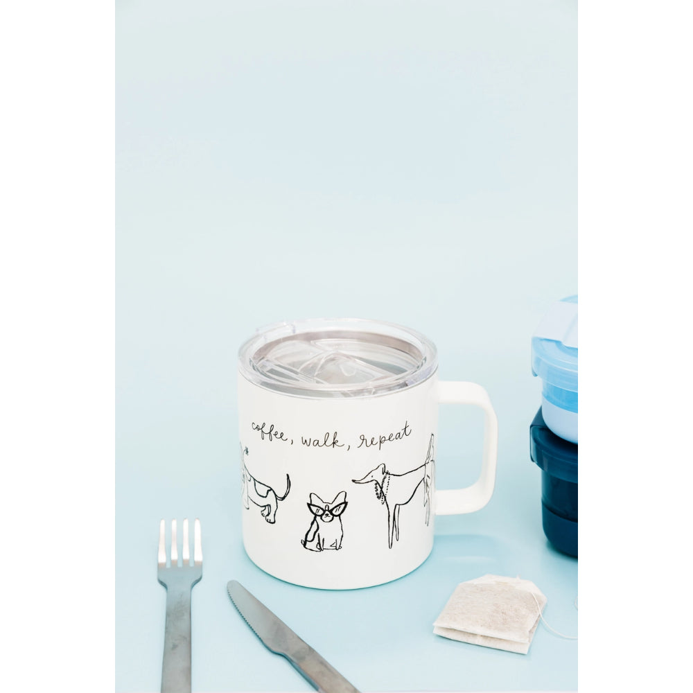 Kate Spade Stainless Steel Coffee Mug-Dog Party