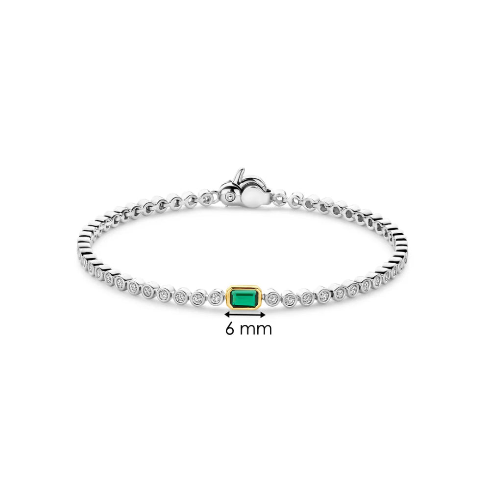 Ti Sento Tennis Bracelet with Emerald Green Cubic Zirconia