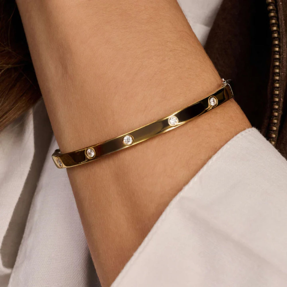 Ti Sento 18k Gold-Plated Bangle Bracelet with Zirconia