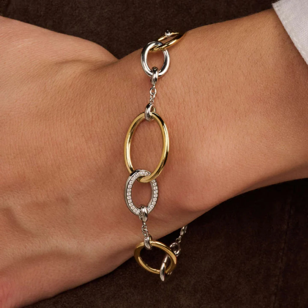 Ti Sento 18k Gold-Plated and Zirconia Link Bracelet