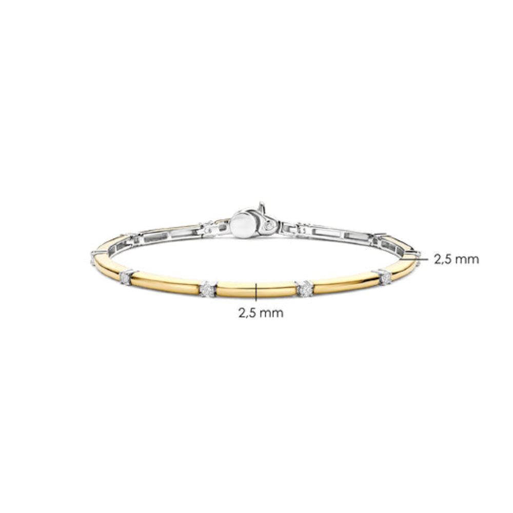 Ti Sento Classic Rectangular Two tone Zirconia Bangle