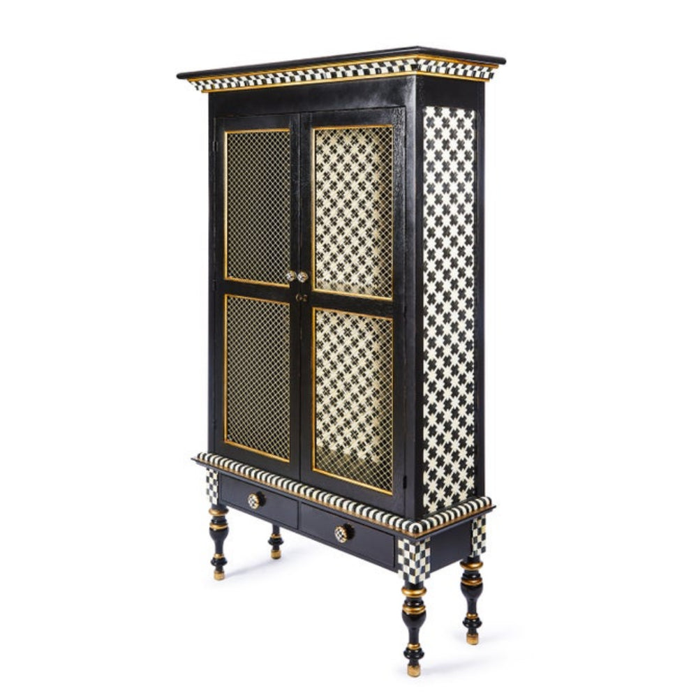 MacKenzie Childs Courtly Criss-Cross Cabinet - Online Only