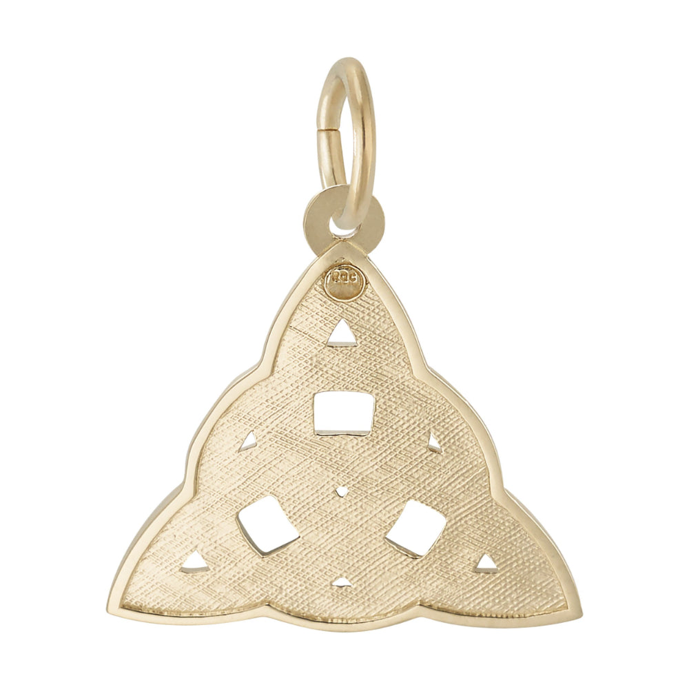 Back of Gold Celtic knot pendant on a white background
