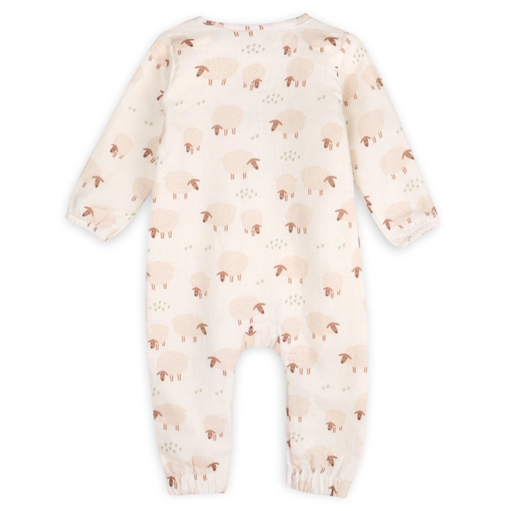 Viverano Organics Sheep Long Sleeve Baby Jumpsuit (Organic Muslin)