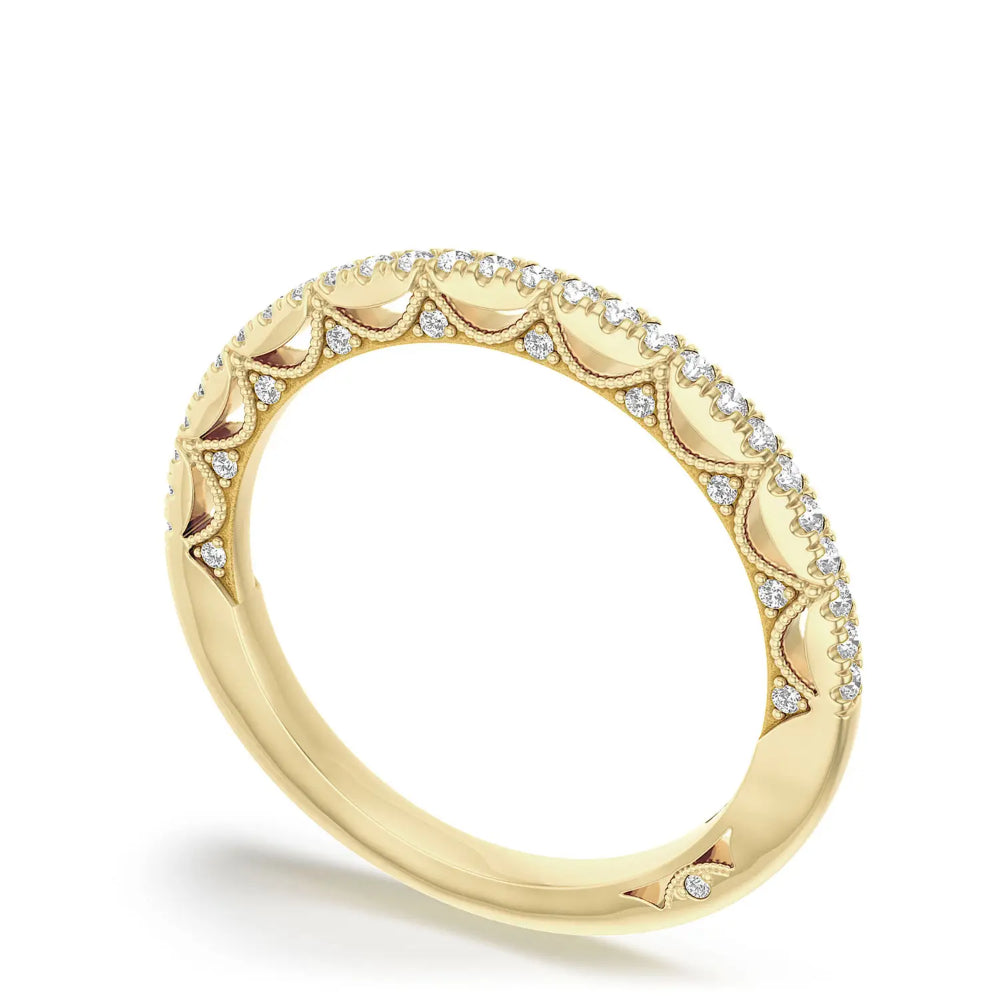 Tacori 18k Lunetta Crescent French Pavé Diamond Wedding Band
