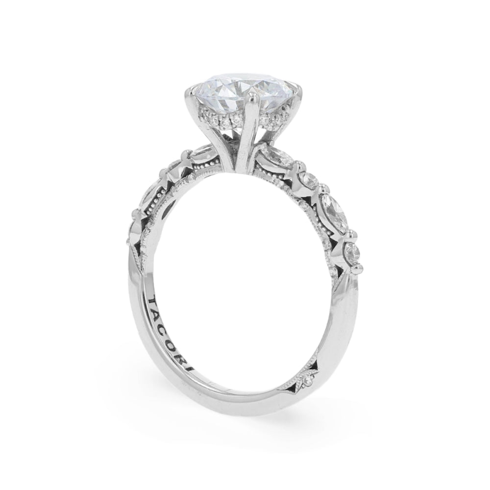 Tacori 18k Gold Sculpted Crescent Round Diamond Halfway Engagement Ring