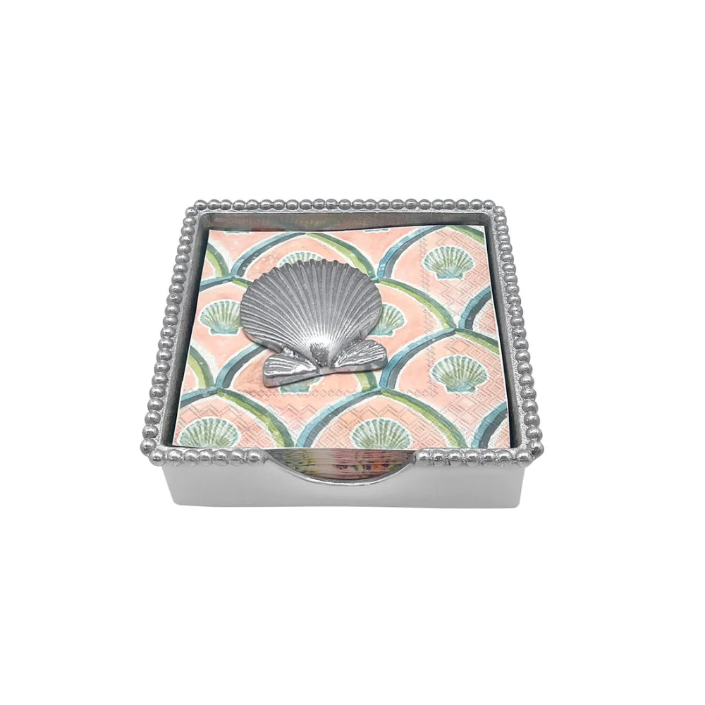 Mariposa Scallop Shell Beaded Napkin Box