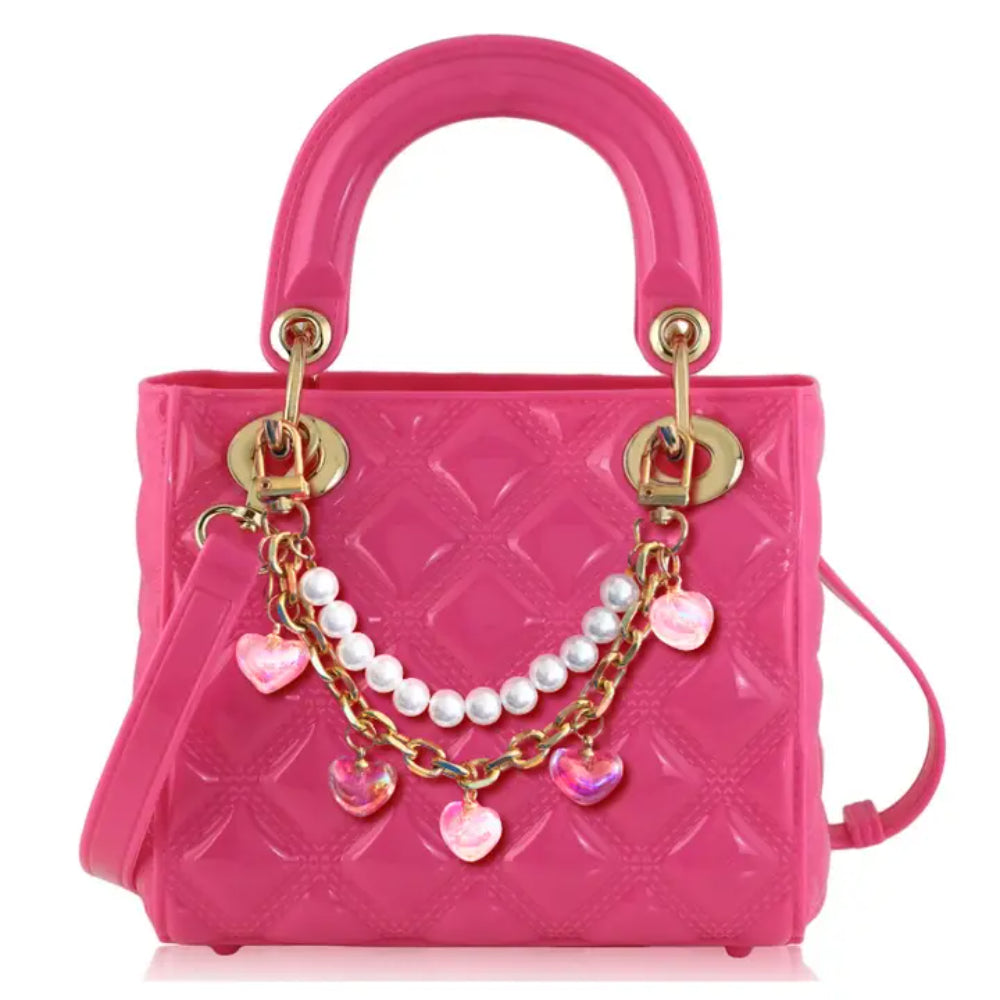 Carrying Kind Pearl Quilted Purse: Flamingo Pink Heart