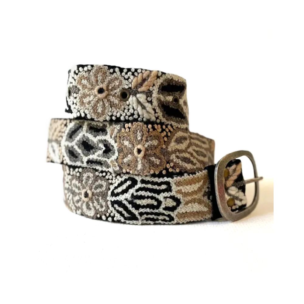 Jenny Krauss Monochromatic Embroidered Wool Belt, Black