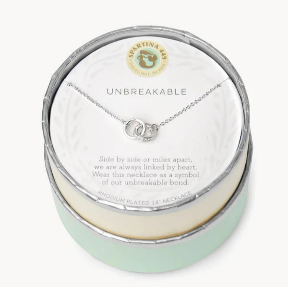 Spartina Sea La Vie Necklace 18" Unbreakable Double Rings - Silver