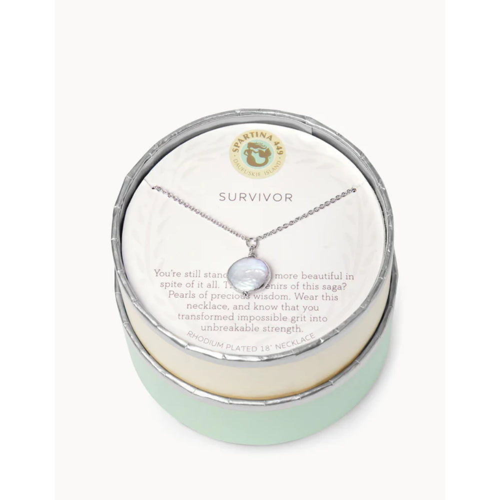 Spartina Sea La Vie Survivor Coin Pearl Necklace