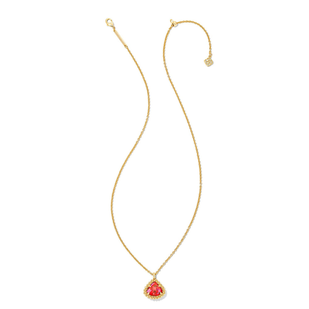 Kendra Scott Framed Kendall Gold Short Pendant Necklace - Bronze Veined Red and Fuchsia Magnesite