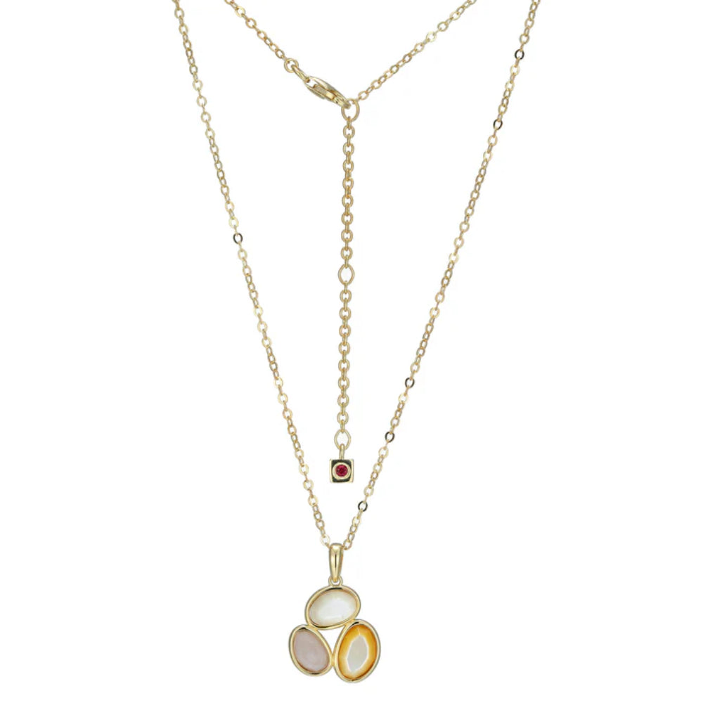 Elle Riviere White/Yellow Mother-of-Pearl & Rose Quartz Pendant Necklace