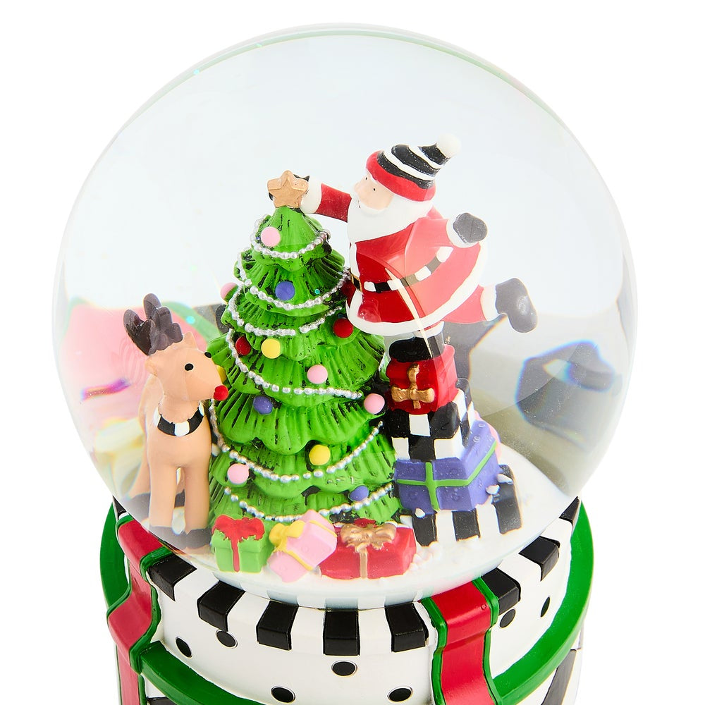 MacKenzie-Childs Santa & Rudolph Snow Globe