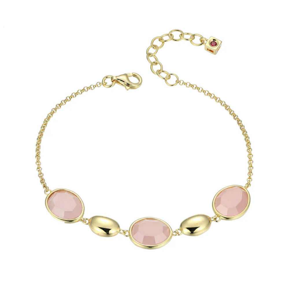 Elle Riviere Rose Quartz Adjustable Bracelet