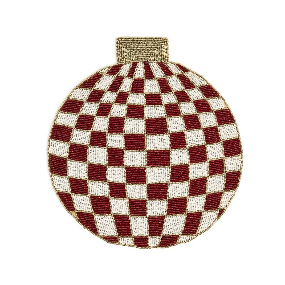MacKenzie-Childs Red Check Ornament Beaded Placement