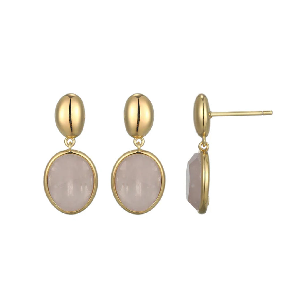Elle Riviere Rose Quartz Drop Earrings