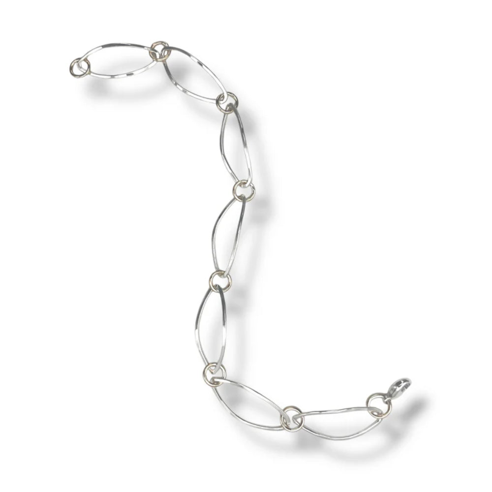 Sterling Silver Hammered Link Bracelet, 7.5"