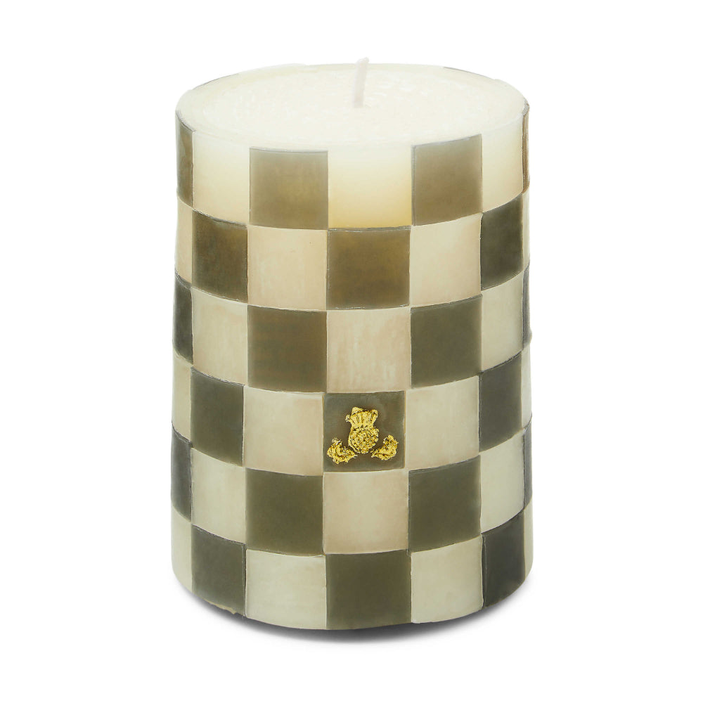 MacKenzie-Childs Check Grey 4" Pillar Candle
