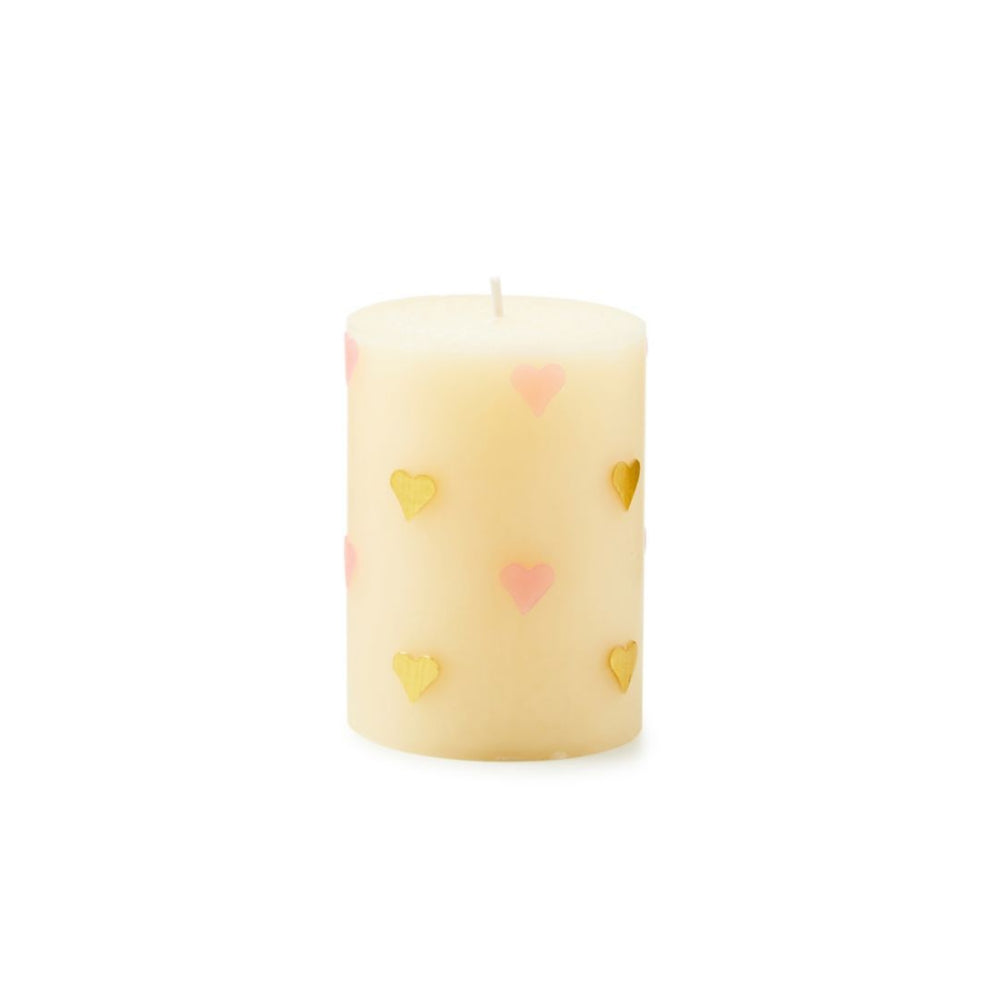 Mackenzie-Childs Pink Hearts 4" Pillar Candle