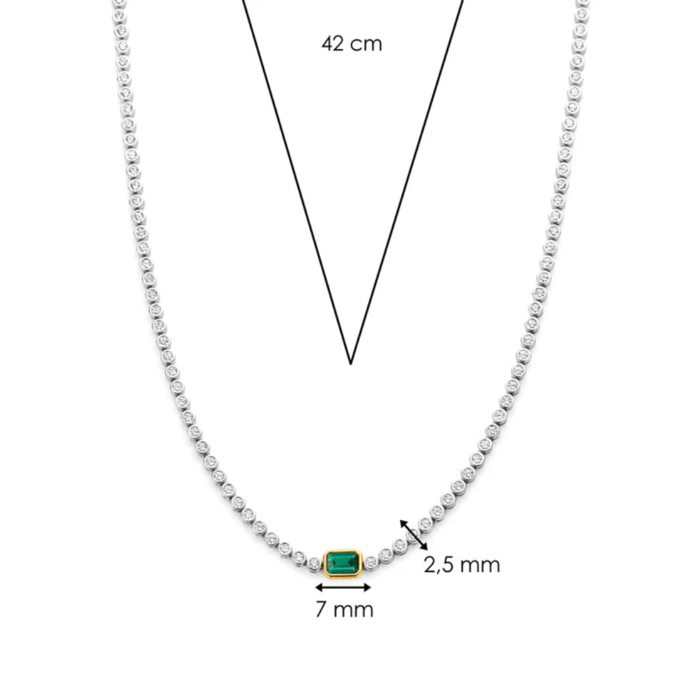 Ti Sento Necklace with Emerald Green Cubic Zirconia