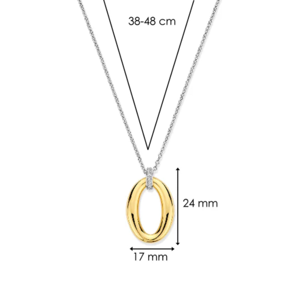 Ti Sento Two-Tone Oval Drop Pendant Necklace