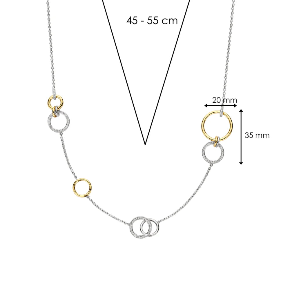 Ti Sento Two-Tone Interlocking Rings Adjustable Necklace, 15-19"