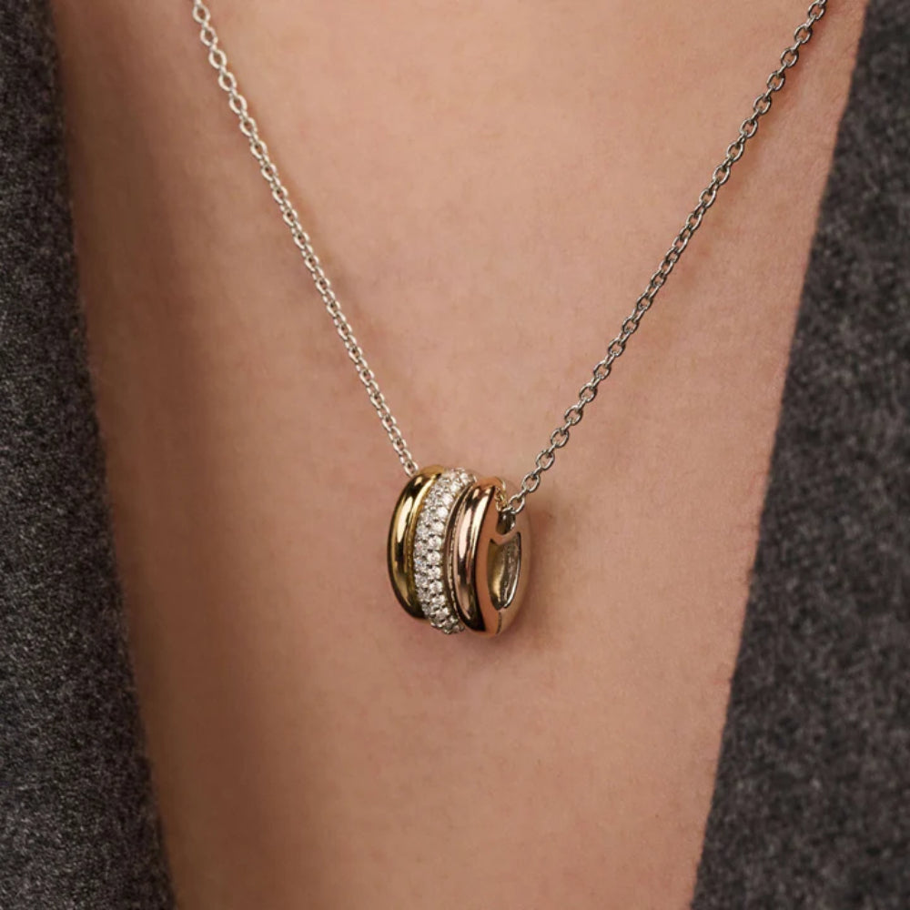 Ti Sento 18k Gold-Plated Triple Circle Pendant Necklace