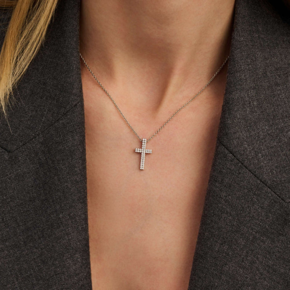 Ti Sento Sterling Silver Cross Pendant Necklace