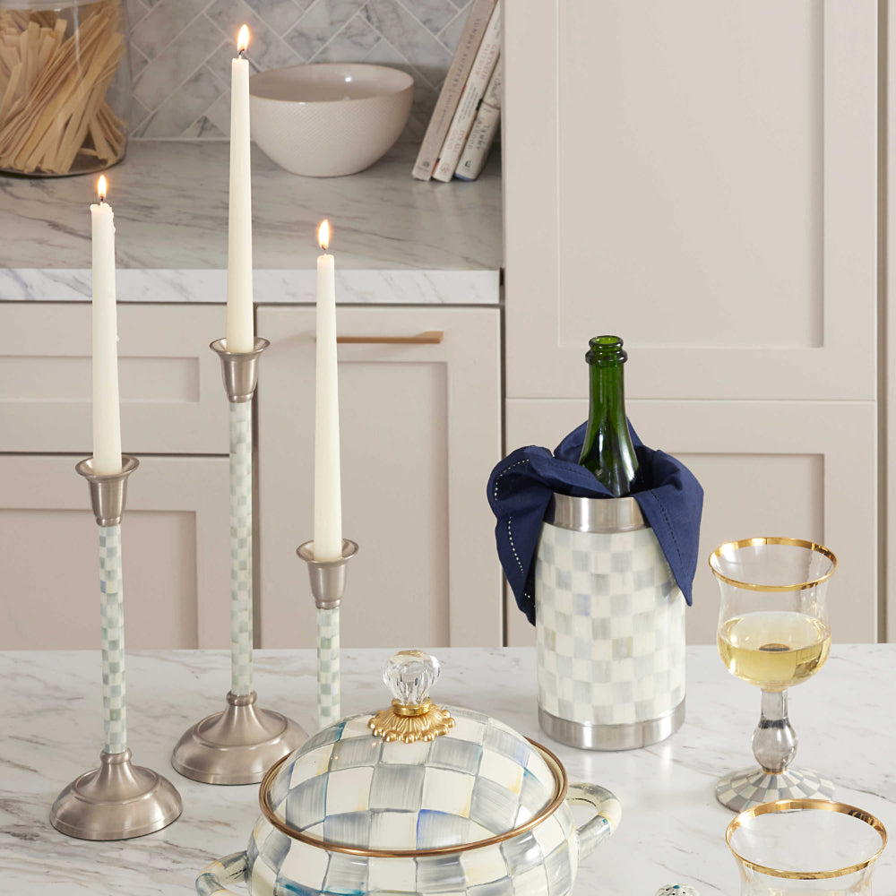 MacKenzie-Childs Sterling Check Candlestick