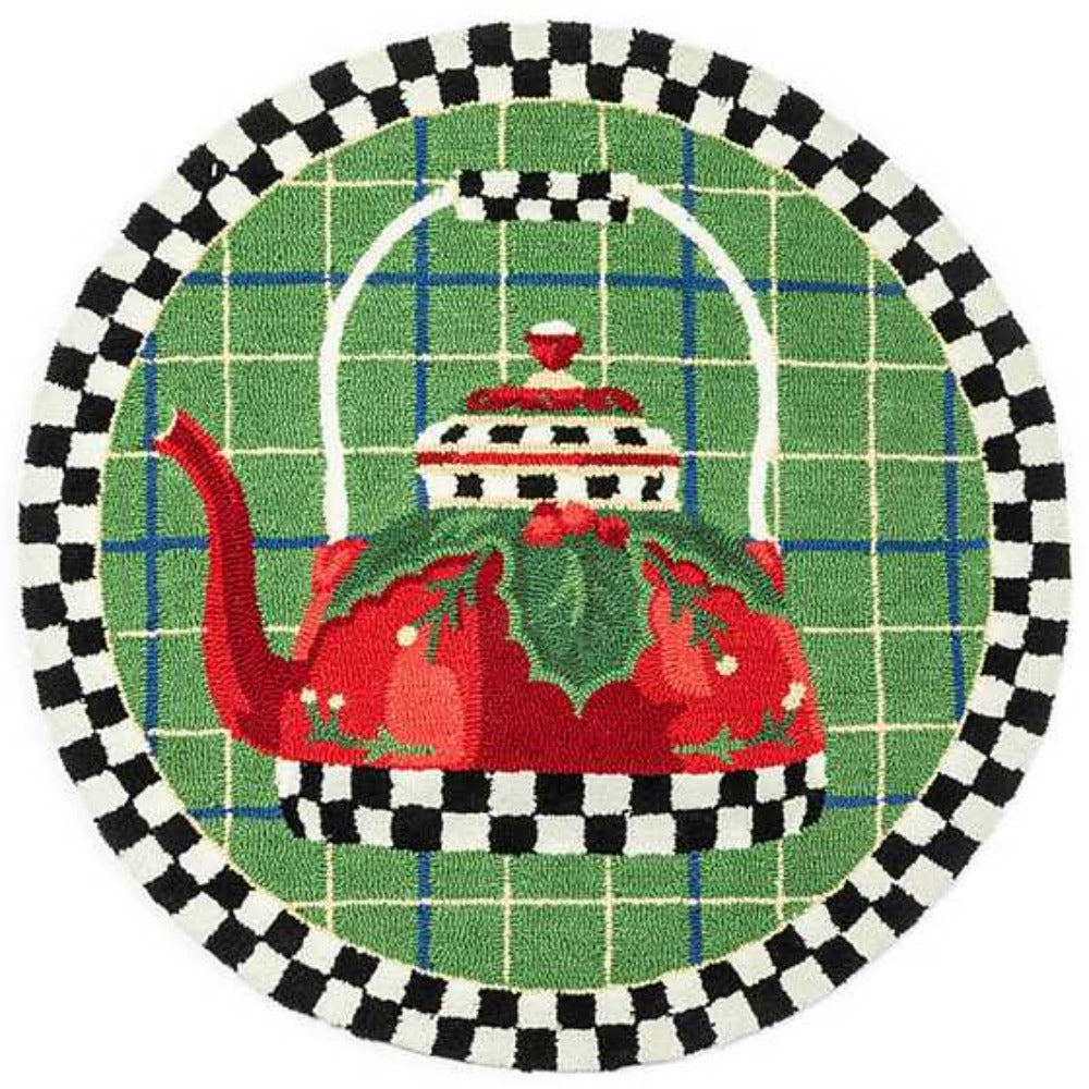 MacKenzie-Childs Holiday Tea Kettle Rug - 3' Round