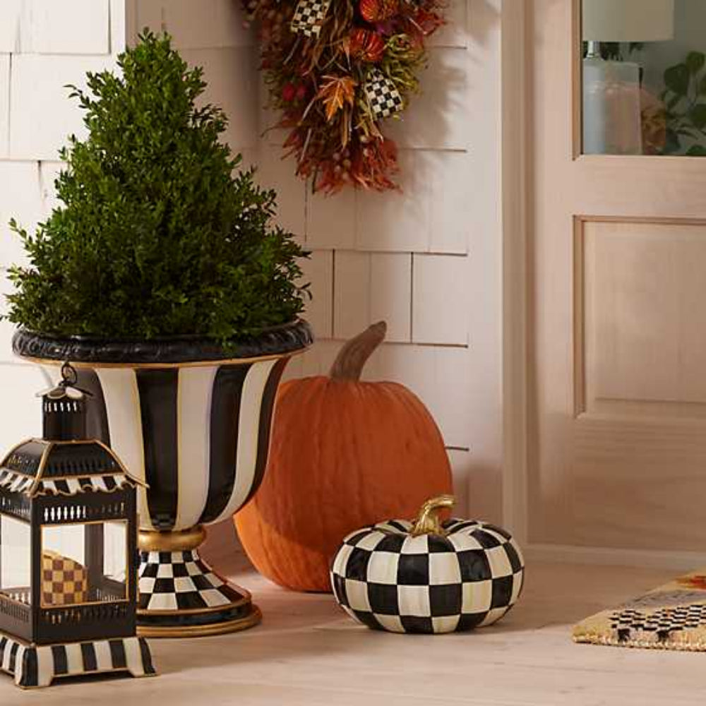 MacKenzie-Childs Courtly Check Squashed Glossy Pumpkin