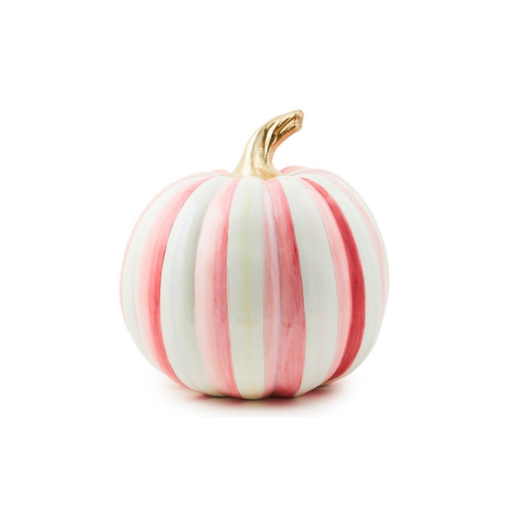 MacKenzie-Childs Bubblegum Pink Stripe Medium Pumpkin