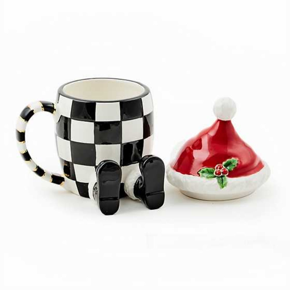 MacKenzie-Childs Cozy Christmas Lidded Santa Mug