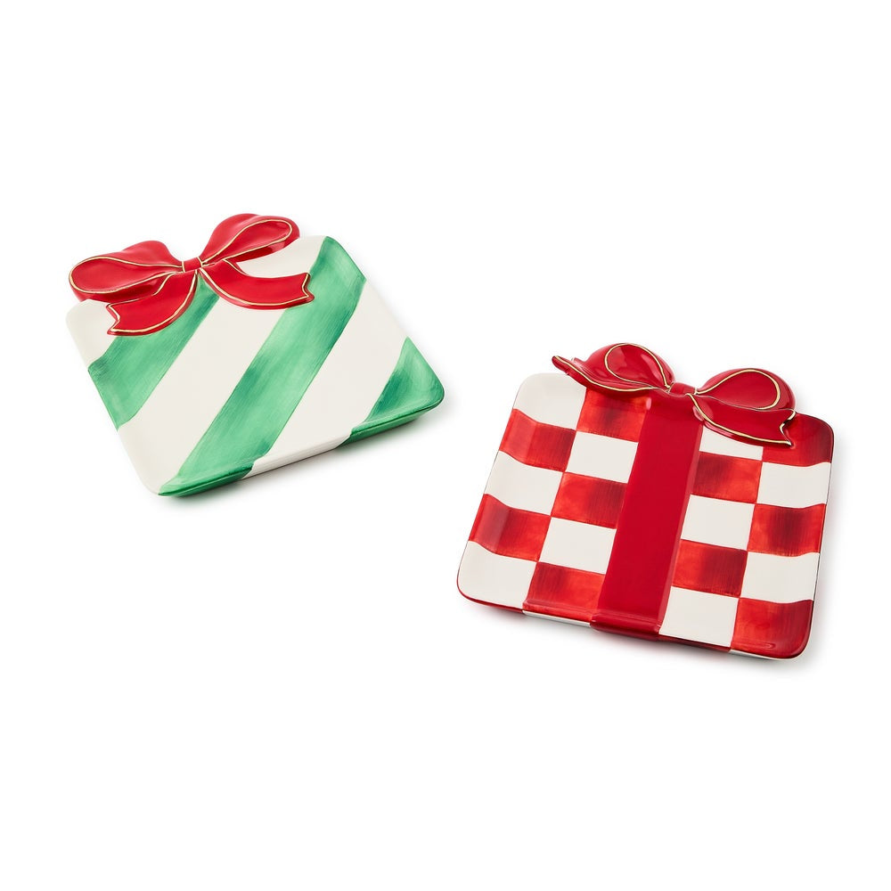 Mackenzie-Childs Check It Out Ceramic Dessert Plates - Set of 2