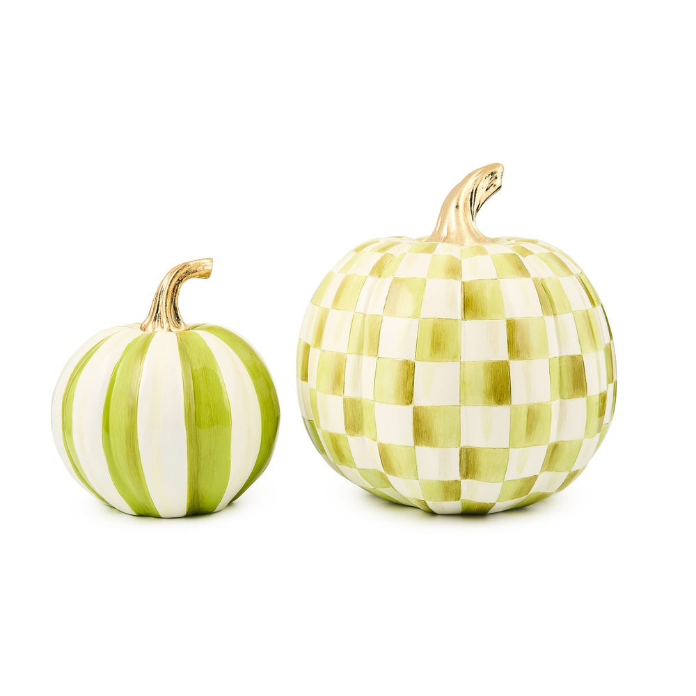 MacKenzie-Childs Classic Stripe Small & Check Medium Pumpkin Set