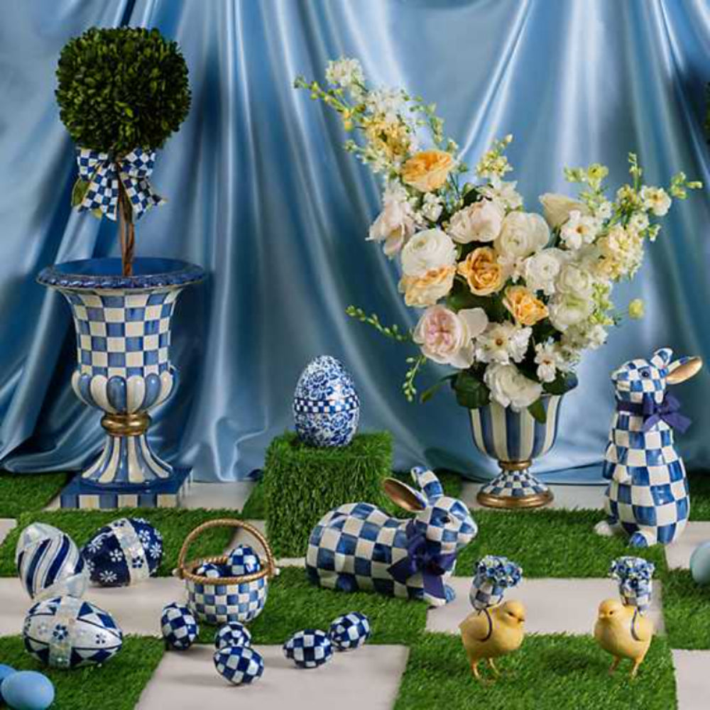 MacKenzie-Childs Royal Check Pedestal Tabletop Urn