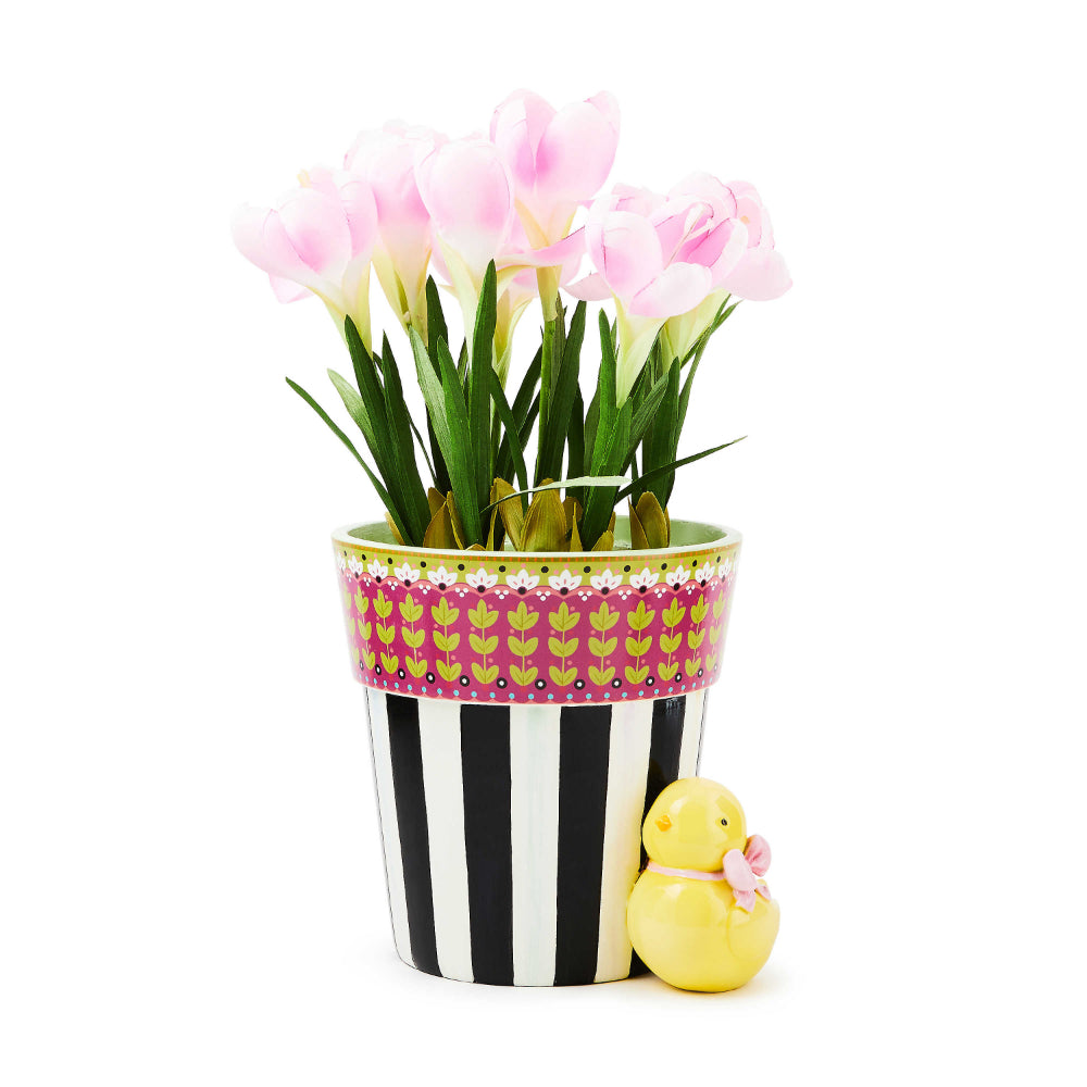 MacKenzie-Childs Calico Potted Crocus With Chick