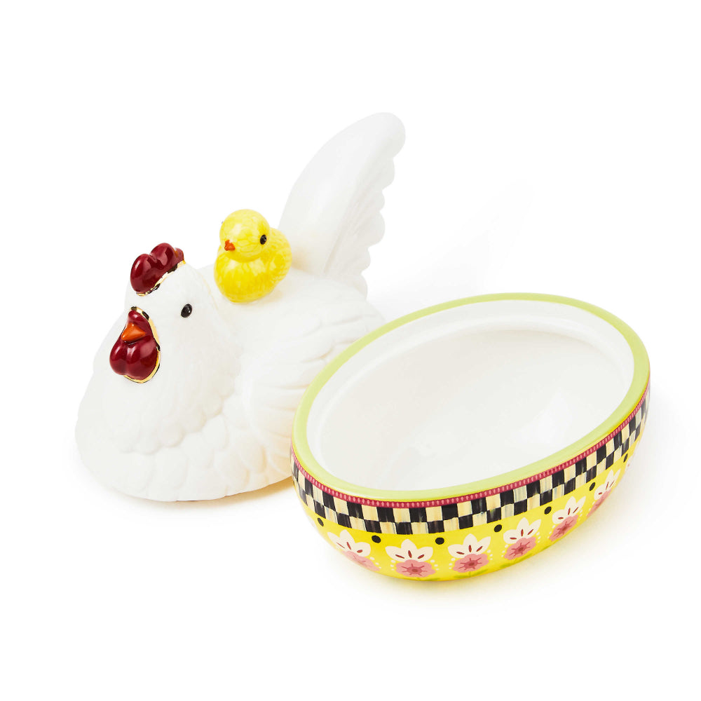 MacKenzie-Childs Calico Oval Lidded Chicken Dish