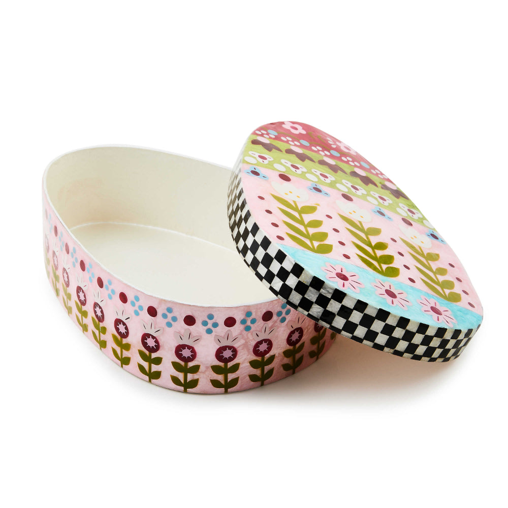MacKenzie-Childs Calico Small Lidded Egg Box