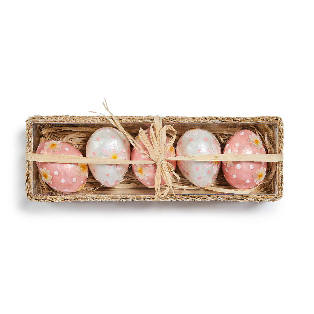 MacKenzie-Childs Rosy Meadow Floral Eggs-Set of 5