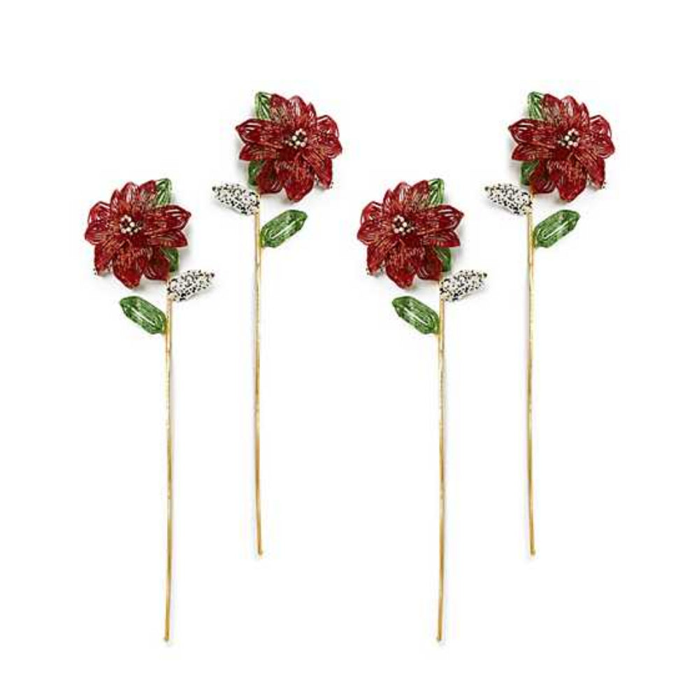 MacKenzie-Childs Poinsettia Beaded Stems - Set of 4