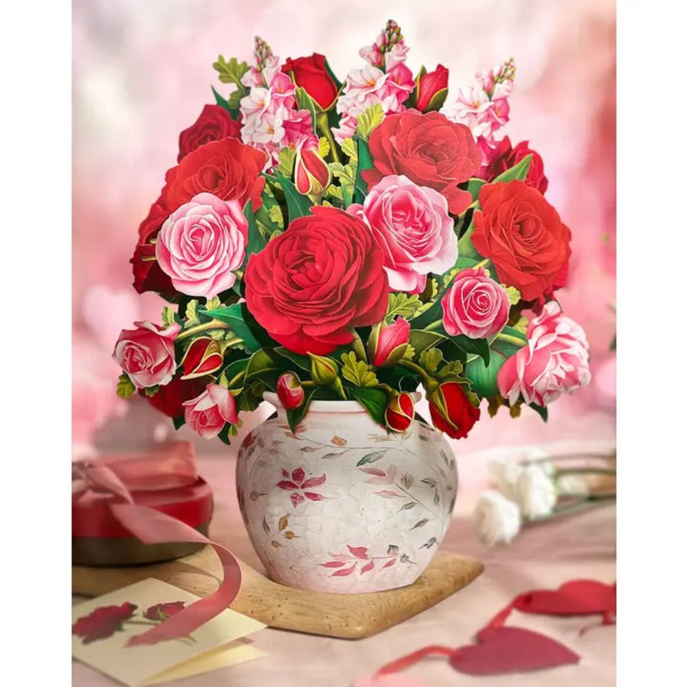 FreshCut Paper Blooming Roses Pop-Up Greeting Card