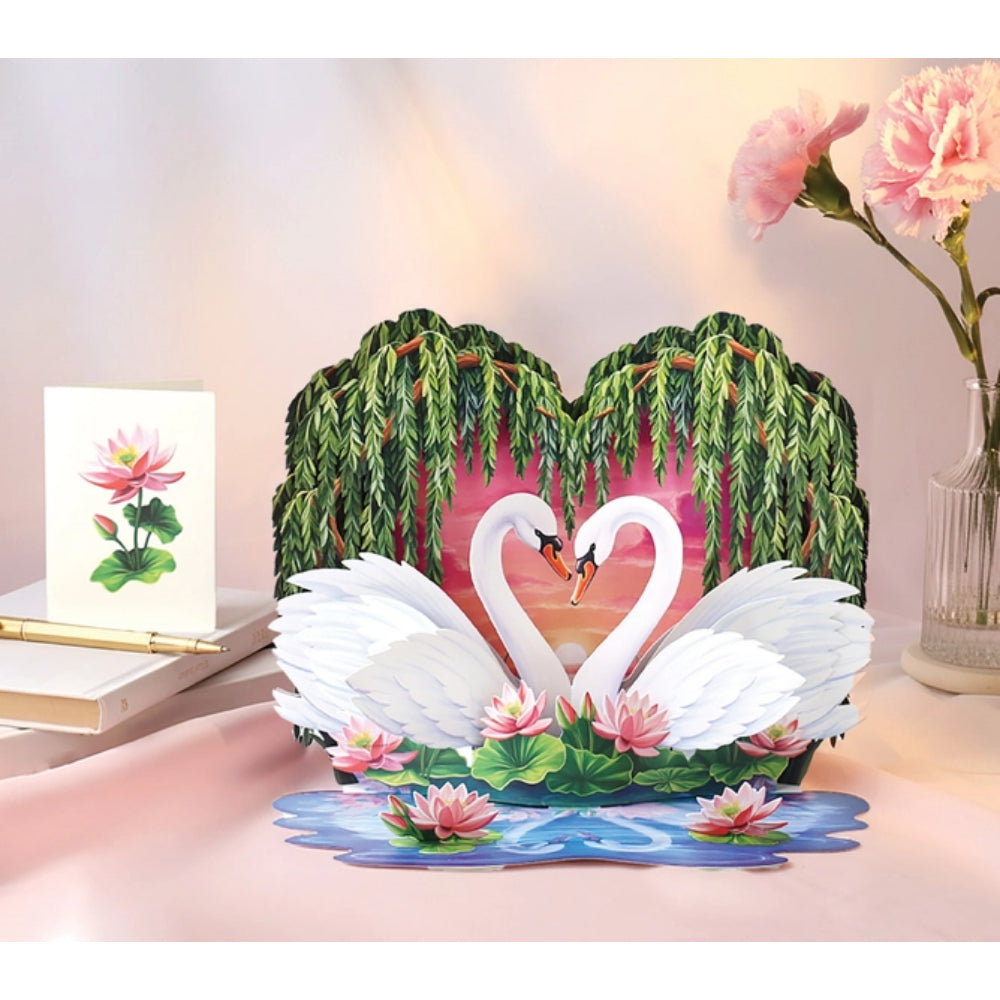 FreshCut Paper Sweetheart Swans Pop-Up Greeting Card